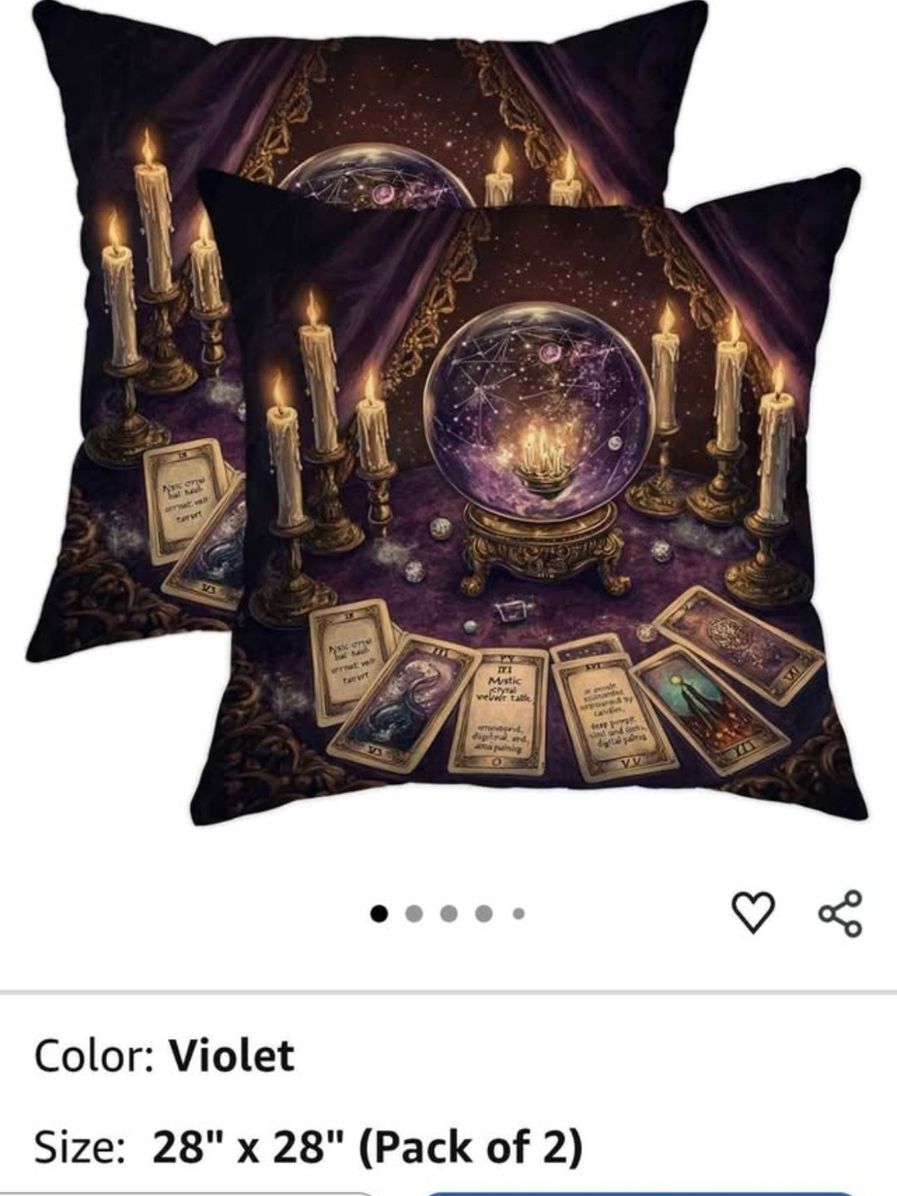 NWOT Violet Mystical Crystal Ball Decorative Throw Pillow Cover - Pack of 2